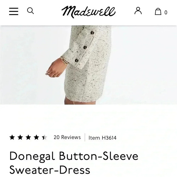 MADEWELL DONEGAL BUTTON SLEEVE SWEATER DRESS - Picture 7 of 8